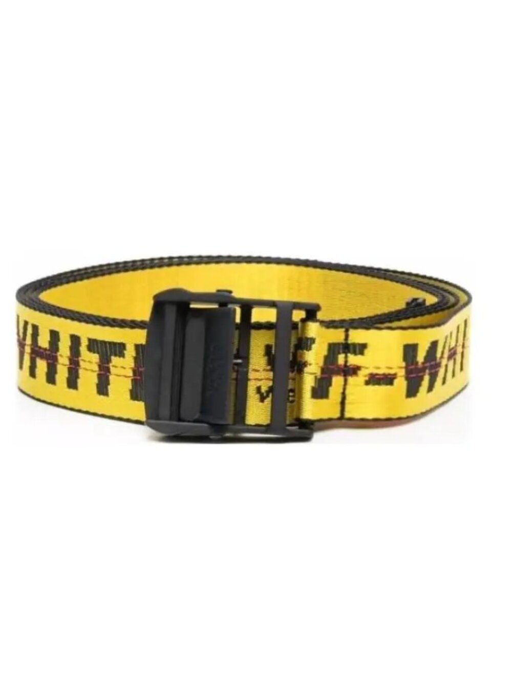 Off-White Black and Yellow Belt with Red Tag